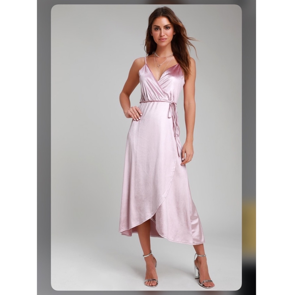 Starlight Starbright Mauve Pink Velvet Wrap Dress